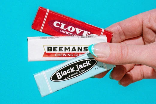 clove, beenmans, and blackjack chewing gum