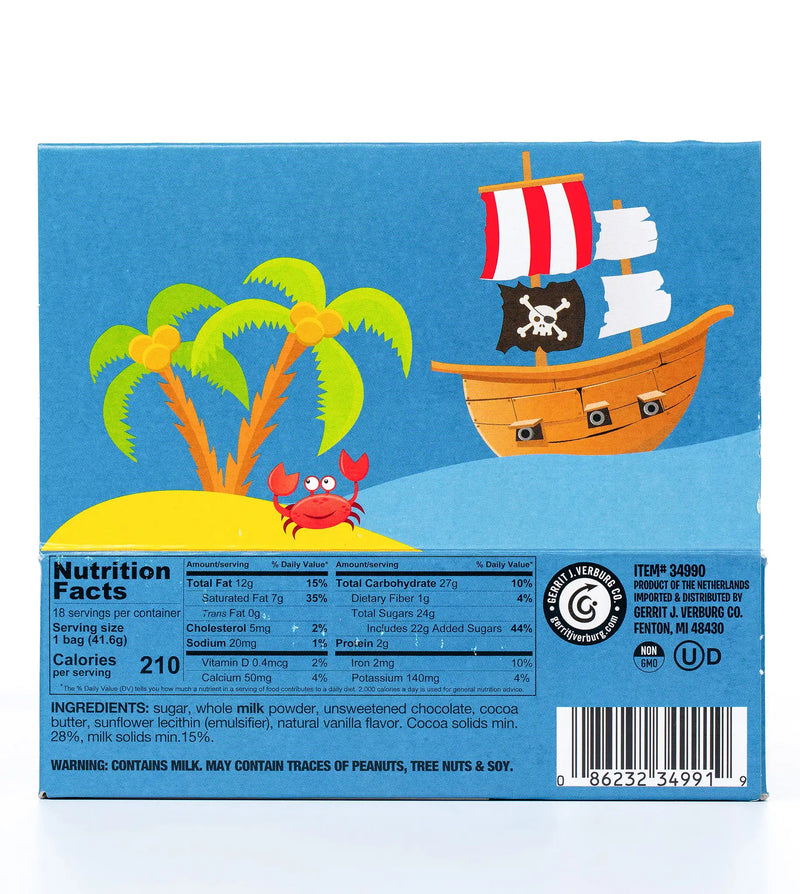 Back of case pack packaging with nutrition facts and item information