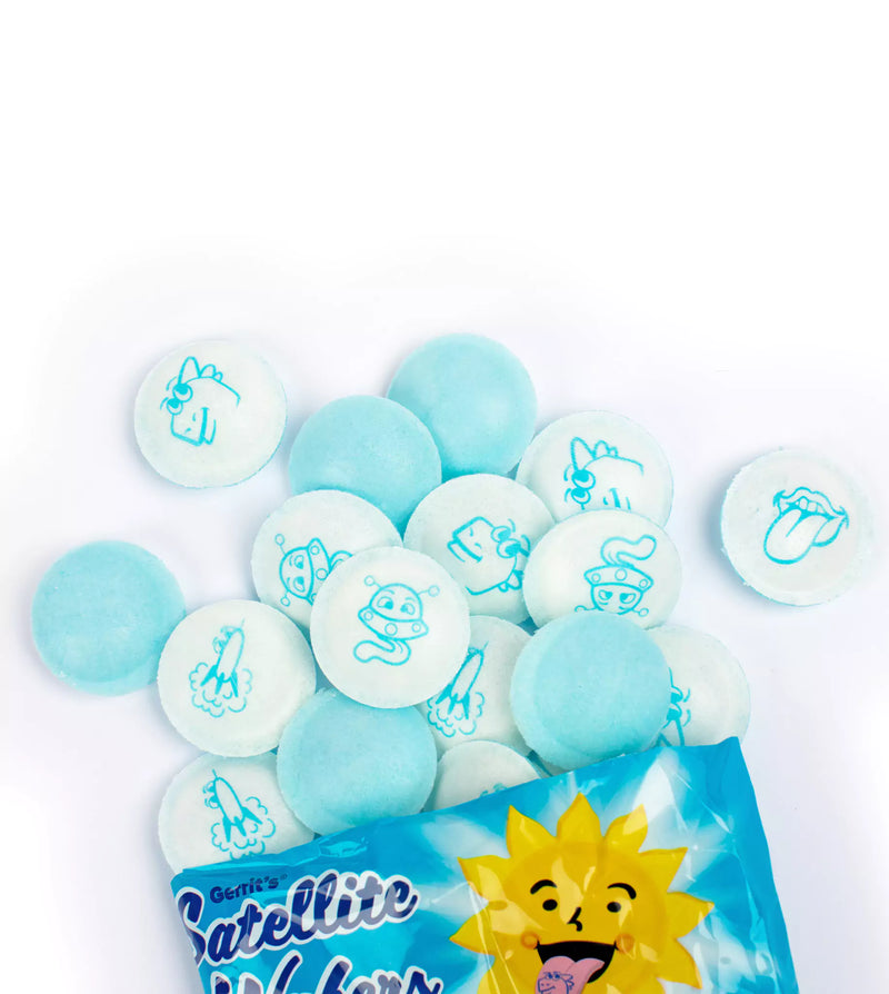 Gerrit's® Blue Raspberry Satellite Wafers® with Tongue Tattoos