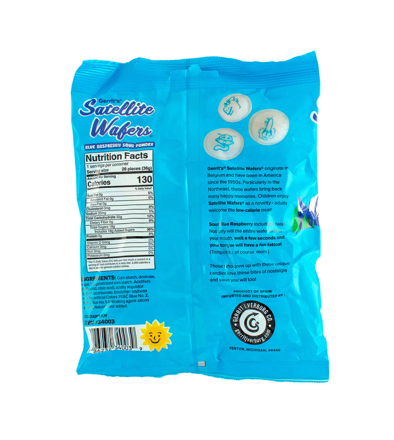 Gerrit's® Blue Raspberry Satellite Wafers® with Tongue Tattoos